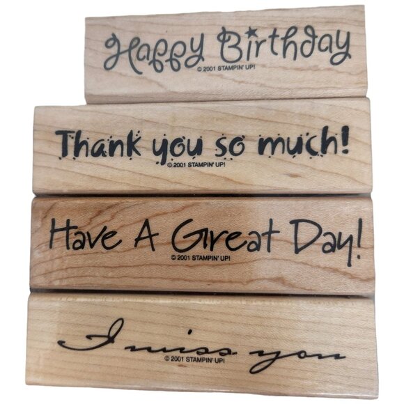 Vintage Stampin' Up! Lot of 8 Large + Other Stamp Sets w/ Wood Blocks EUC - Picture 10 of 16